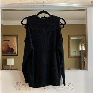 Black high neck cold shoulder sweater